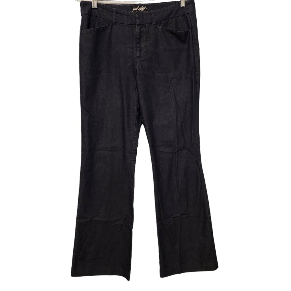 Lord & Taylor Pants 424 Fifth Women's Mid Rise Stretch Flat Front Blue Sz 6 EUC